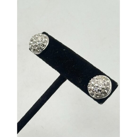 Swarovski Cluster Earrings Pierced Crystal Rhinestone  Vintage - Picture 2 of 4